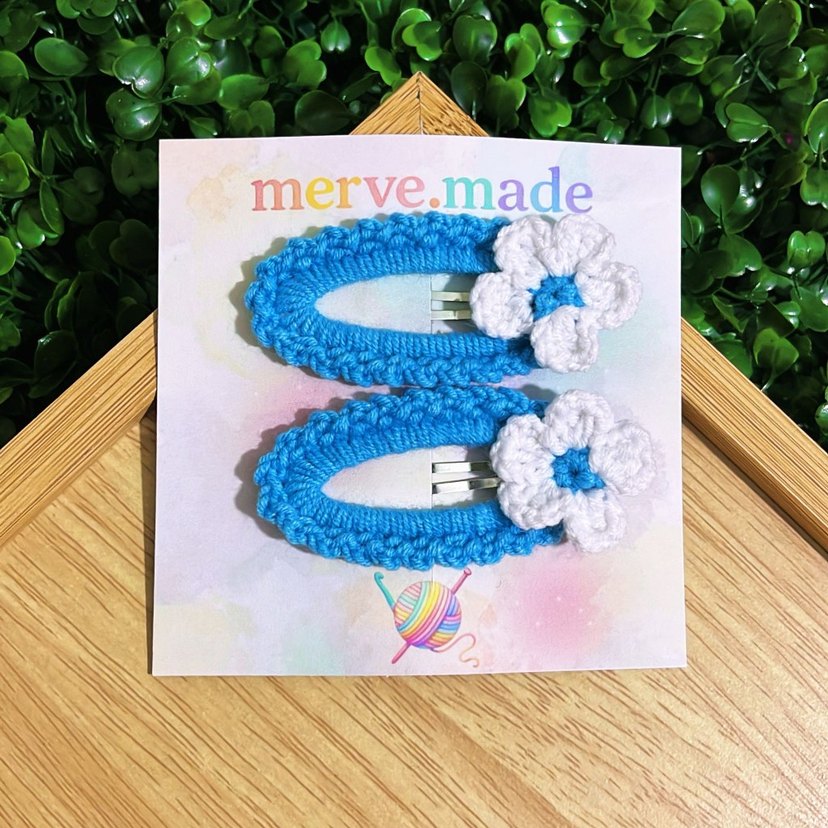 Sarı Örgü Çiçekli Çocuk Toka Seti - Görsel 5