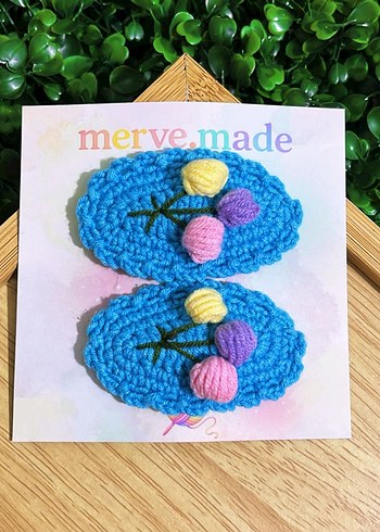 Nakışlı Örgü Renkli Çocuk Toka Seti - Görsel 4