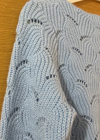 Mavi  Örgü Kadın Kazak - Görsel 2