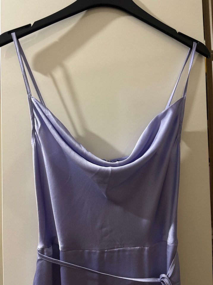 MİLLA Askılı Uzun Lila Drape Detaylı abiye - Görsel 3