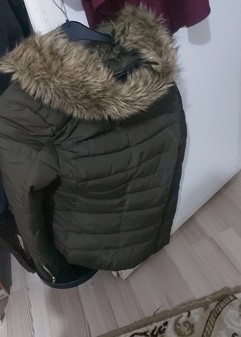 Gri Kürklü Kadın Kışlık Mont - Görsel 5