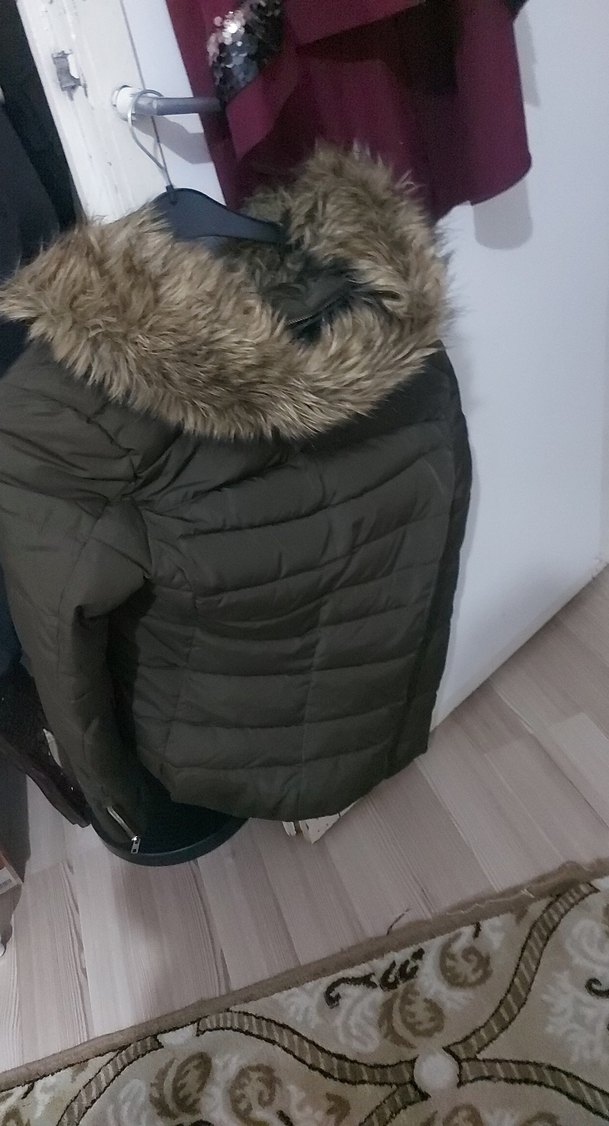 Gri Kürklü Kadın Kışlık Mont - Görsel 5