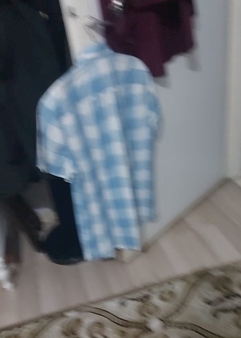 Mavi Kısa Kollu Pamuklu Erkek Gömlek - Görsel 4