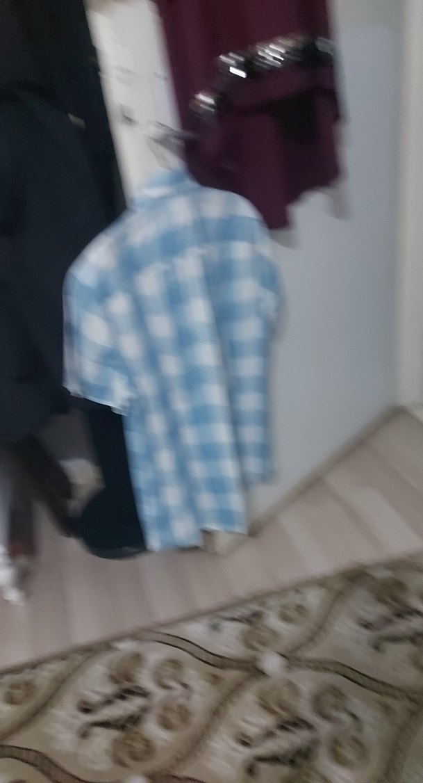 Mavi Kısa Kollu Pamuklu Erkek Gömlek - Görsel 4