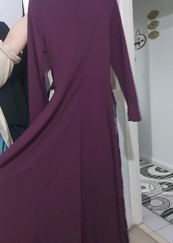 Uzun Mor Drapeli Gotik Kadın Elbise - Görsel 4