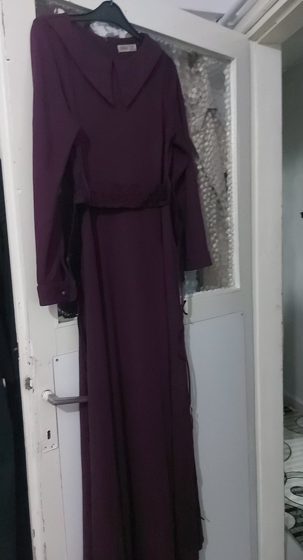 Uzun Mor Drapeli Gotik Kadın Elbise - Görsel 2