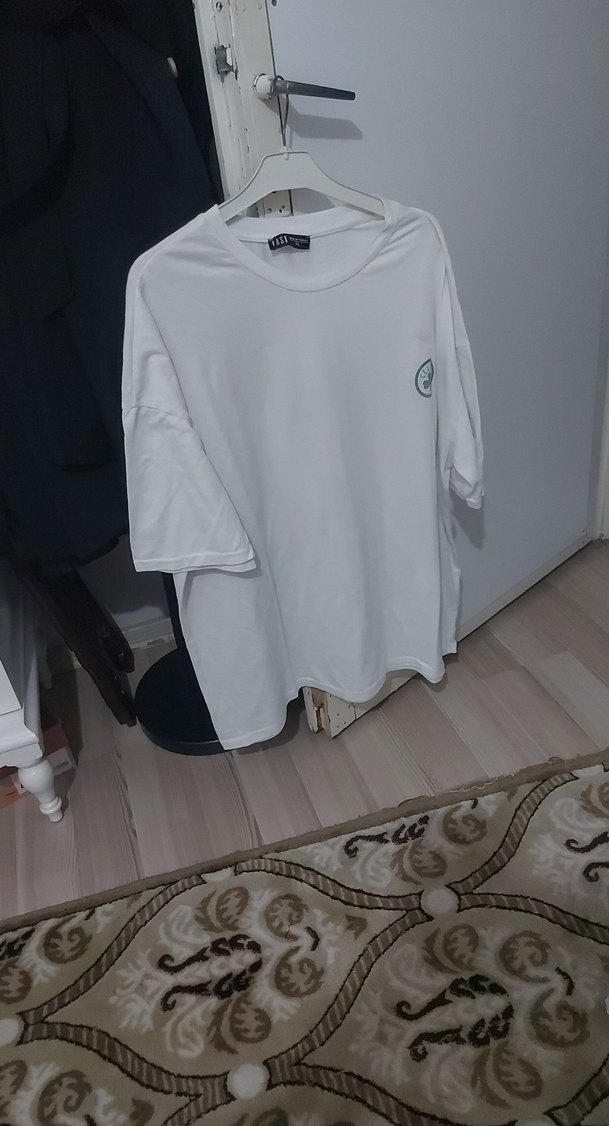 Beyaz Erkek Oversize Kısa Kollu Tişört - Görsel 2