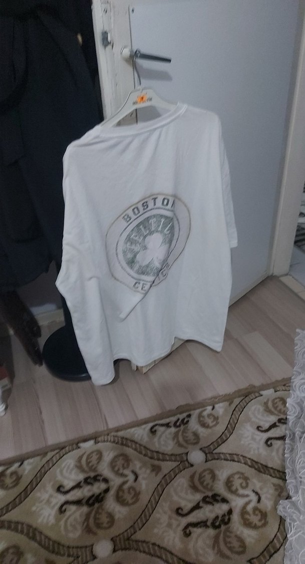 Beyaz Erkek Oversize Kısa Kollu Tişört - Görsel 4