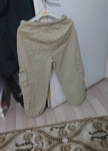 Bej Keten Bol Kesim Kargo Pantolon - Görsel 4