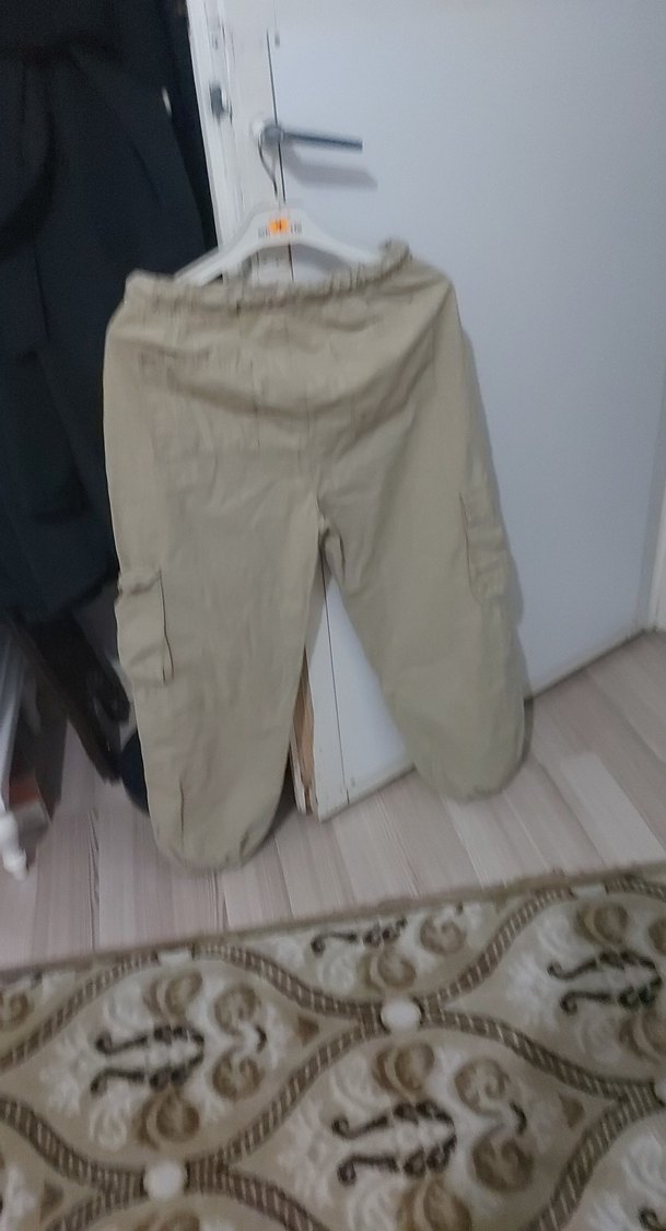 Bej Keten Bol Kesim Kargo Pantolon - Görsel 4