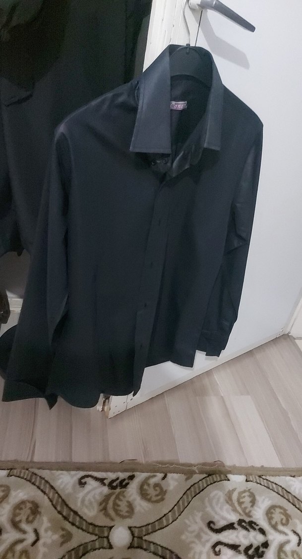 Erkek Siyah Uzun Kollu Gömlek - Görsel 2