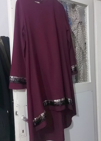 Bordo Uzun Kollu Salaş Tunik - Görsel 2