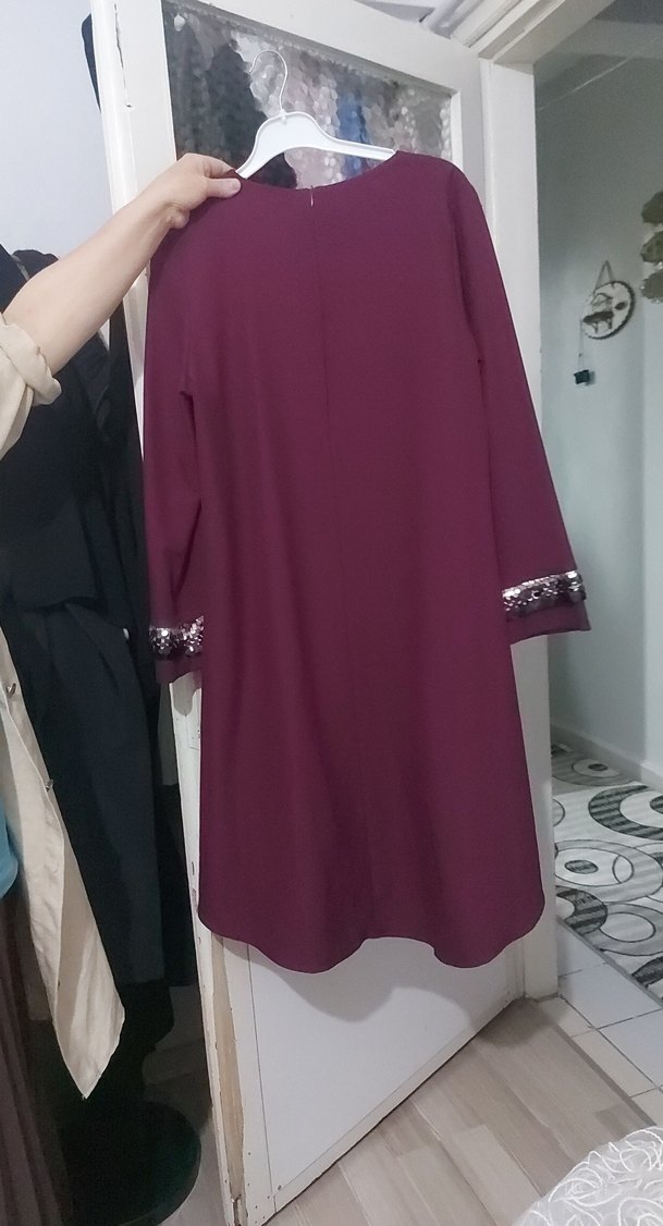 Bordo Uzun Kollu Salaş Tunik - Görsel 4