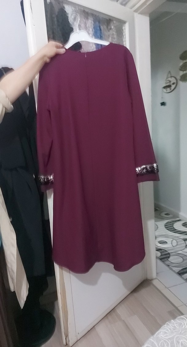 Bordo Uzun Kollu Salaş Tunik - Görsel 5