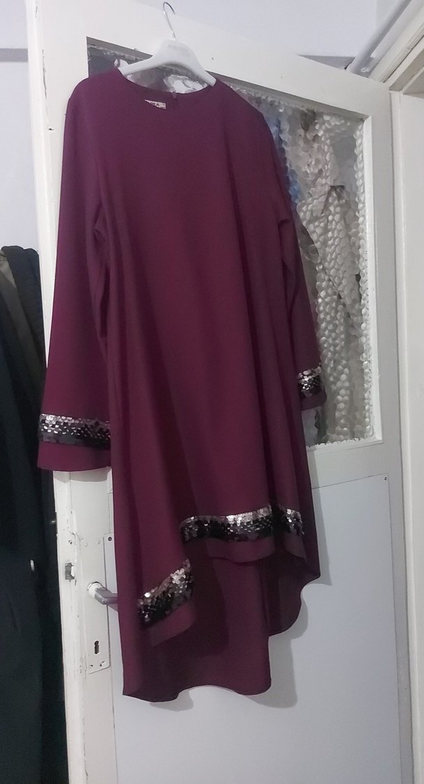 Bordo Uzun Kollu Salaş Tunik - Görsel 2