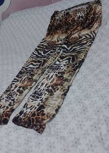 Kahverengi Zebra Desenli Kadın Kumaş Pantolon - Görsel 2