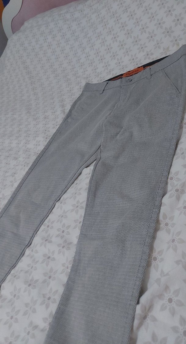 Gri Kadın Kumaş Pantolon Midi Boy - Görsel 3