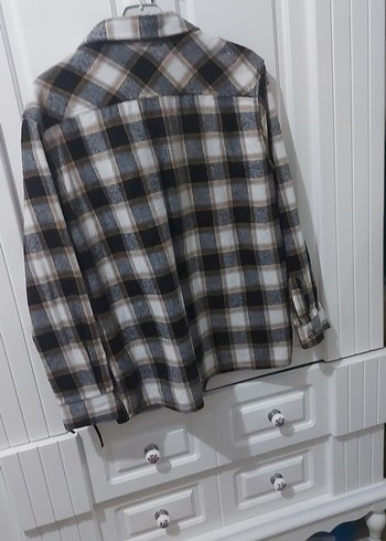 Gri Ekose Desenli Kadın Gömlek - Görsel 4