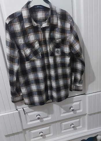 Gri Ekose Desenli Kadın Gömlek - Görsel 2