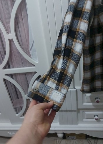 Gri Ekose Desenli Kadın Gömlek - Görsel 3