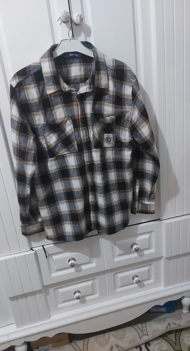 Gri Ekose Desenli Kadın Gömlek - Görsel 2