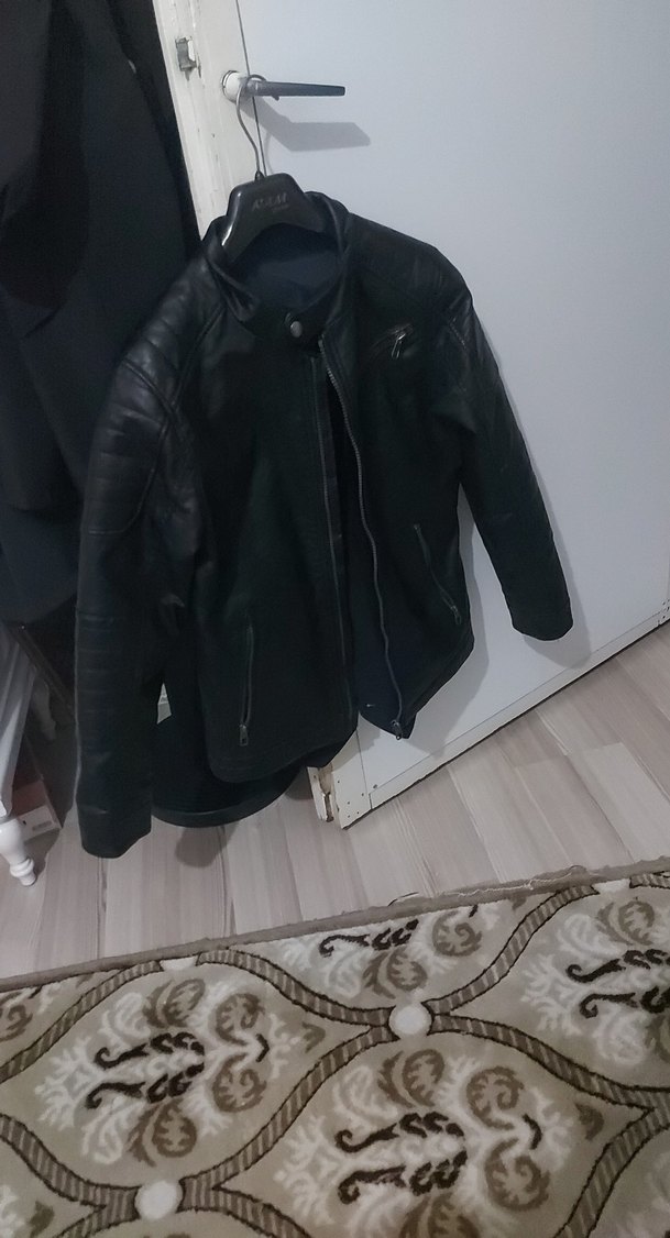 Siyah Kadın Deri Biker Ceket - Görsel 2