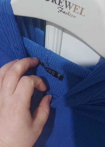 Mavi V Yaka Düğmeli Kadın Gömlek - Görsel 4