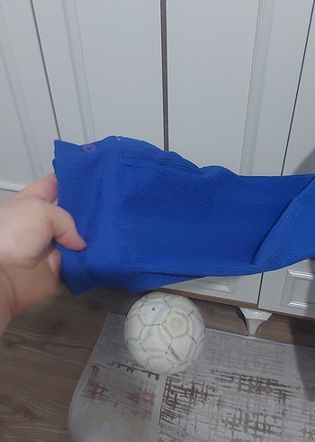 Mavi V Yaka Düğmeli Kadın Gömlek - Görsel 6