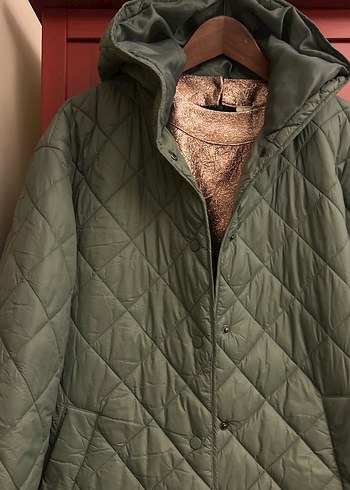 Düğmeli Kadın Gri Kapitone Midi Ceket - Görsel 2