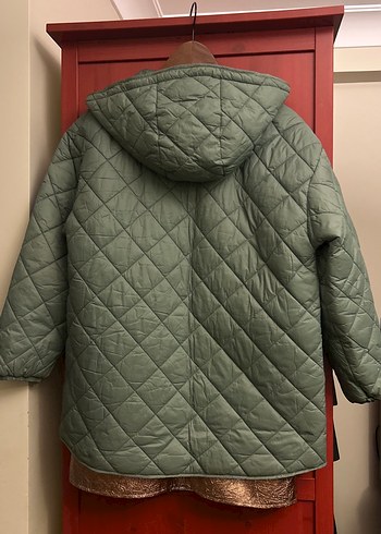 Düğmeli Kadın Gri Kapitone Midi Ceket - Görsel 3