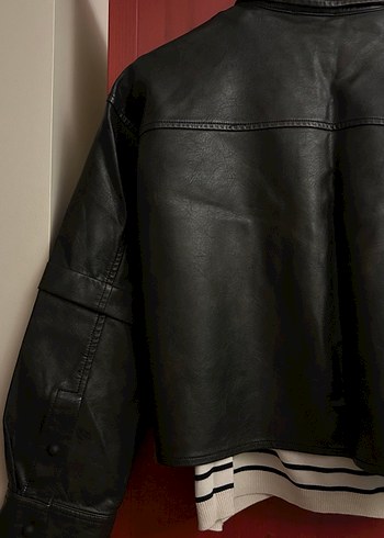 Düğmeli Kahverengi Deri Kadın Ceket - Görsel 4