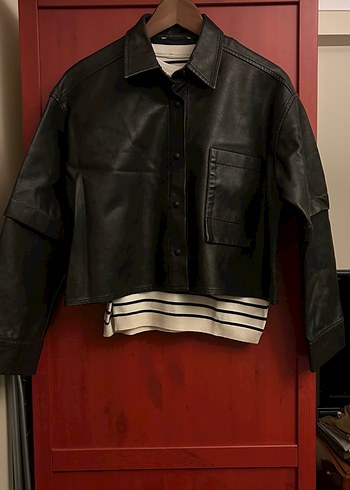 Düğmeli Kahverengi Deri Kadın Ceket - Görsel 2