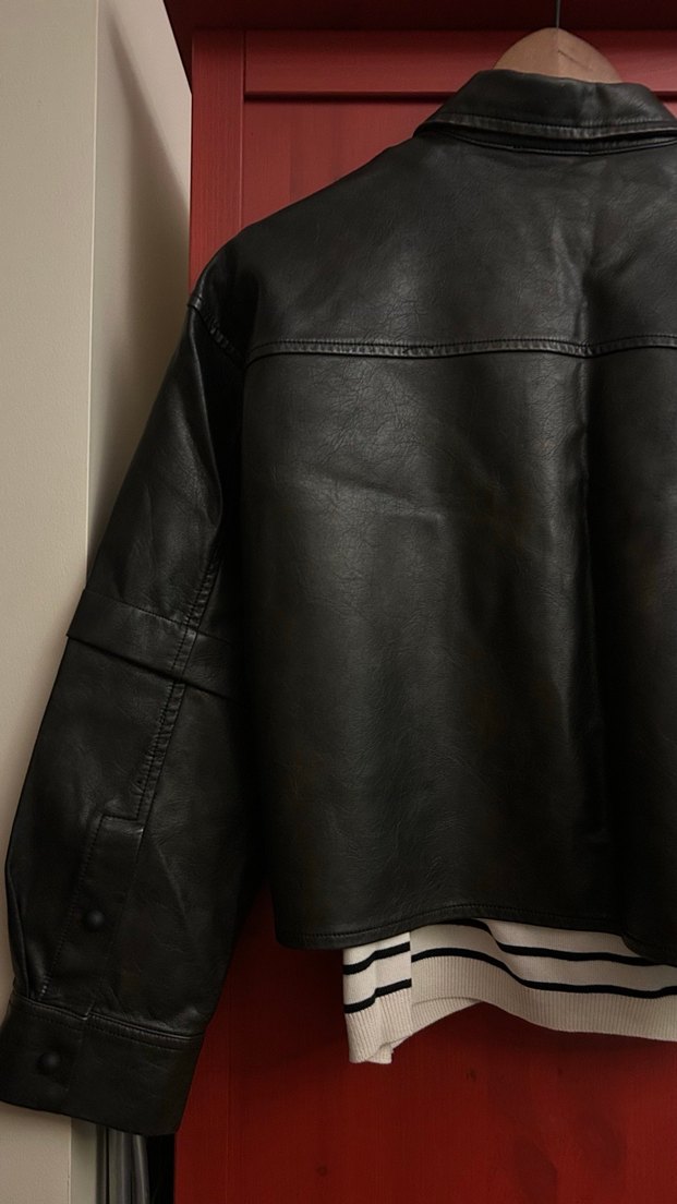 Düğmeli Kahverengi Deri Kadın Ceket - Görsel 4