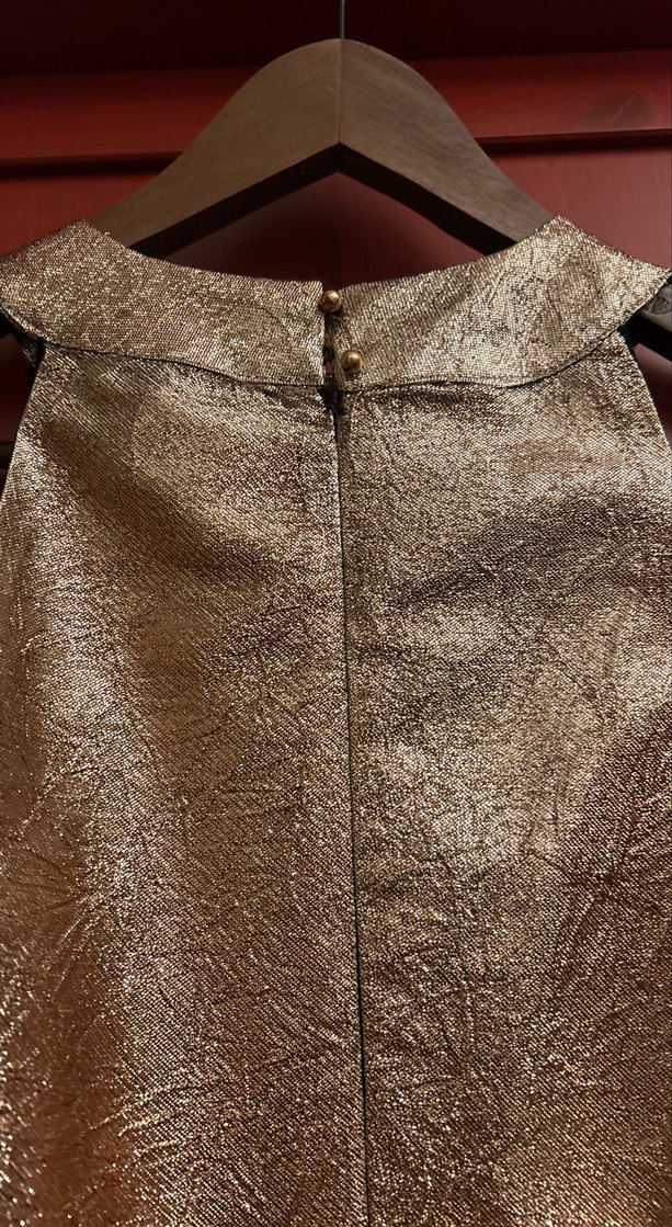 Yuvarlak Yakalı, Kolsuz, Parlak Kahverengi gece Elbise - Görsel 3