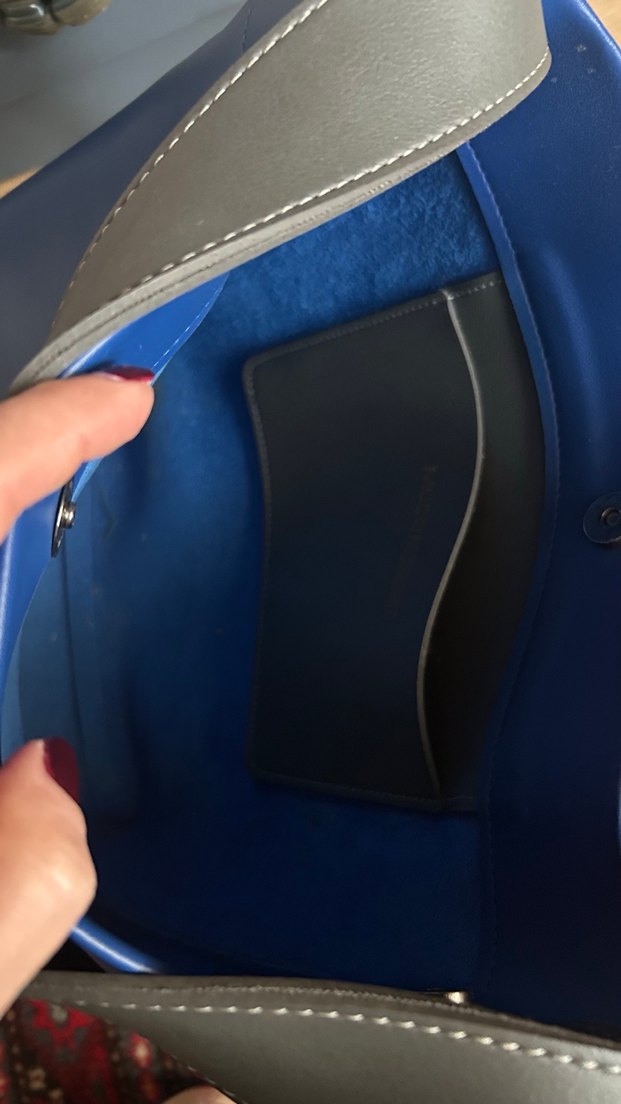 Koyu Mavi Deri Tokalı Kadın Çanta - Görsel 3