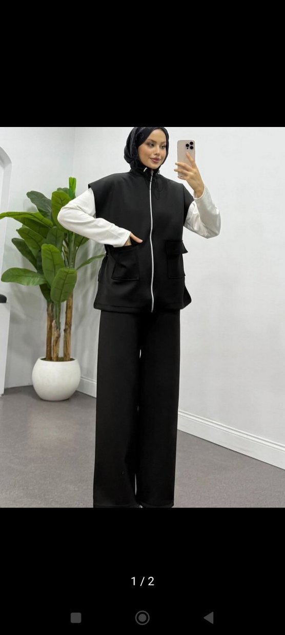 Beyaz Kemerli Uzun Kadın Takım - Görsel 2