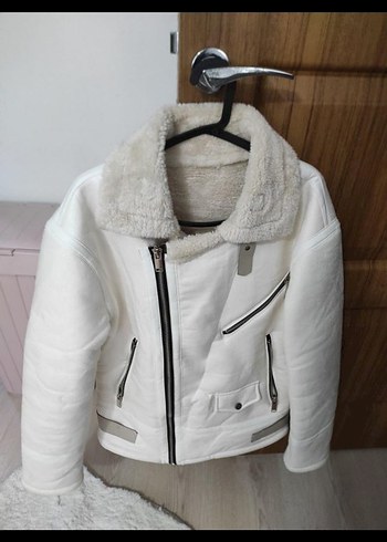 Gri Kürklü Beyaz erkek Ceket kaban - Görsel 5
