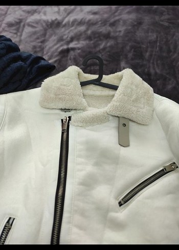Gri Kürklü Beyaz erkek Ceket kaban - Görsel 3