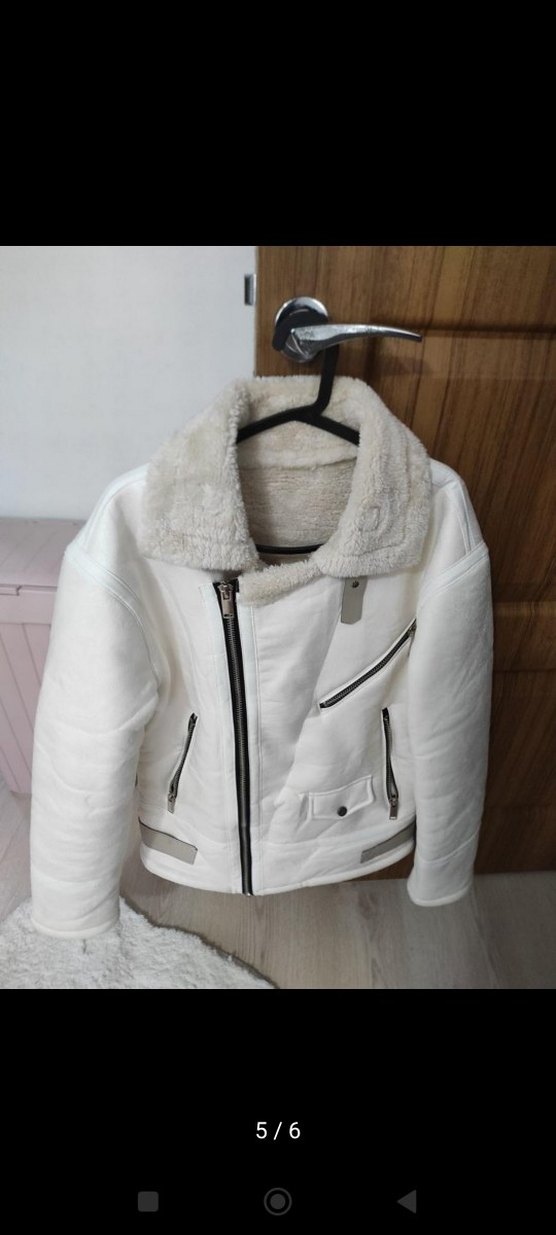 Gri Kürklü Beyaz erkek Ceket kaban - Görsel 5