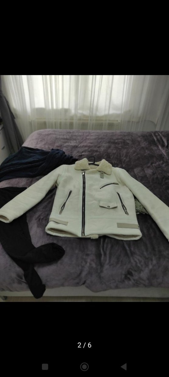 Gri Kürklü Beyaz erkek Ceket kaban - Görsel 2