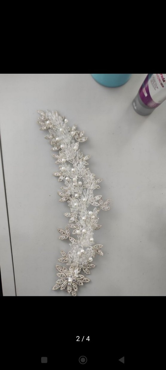 Beyaz Boncuklu Kadın Saç Aksesuarı - Görsel 2