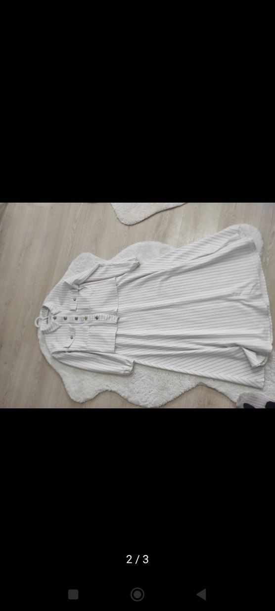 Düğmeli Beyaz Çizgili etekli takım - Görsel 2