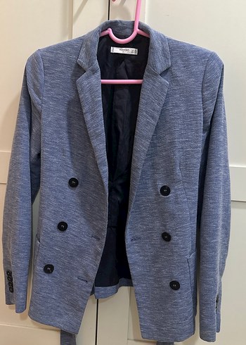 Mango Dugmeli Mavi Denim Kadin Blazer Ceket