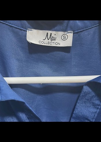 Drapeli Kolsuz Mavi Mini Elbise - Görsel 4