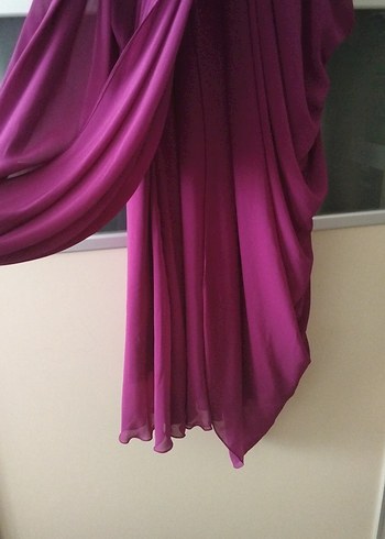 Mor Drapeli Uzun Abiye Elbise - Görsel 6