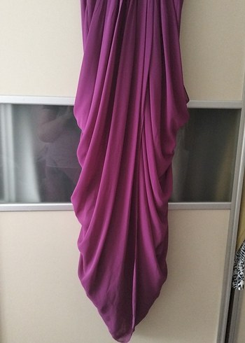 Mor Drapeli Uzun Abiye Elbise - Görsel 5