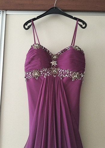 Mor Drapeli Uzun Abiye Elbise - Görsel 2