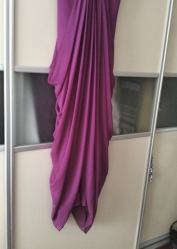 Mor Drapeli Uzun Abiye Elbise - Görsel 3