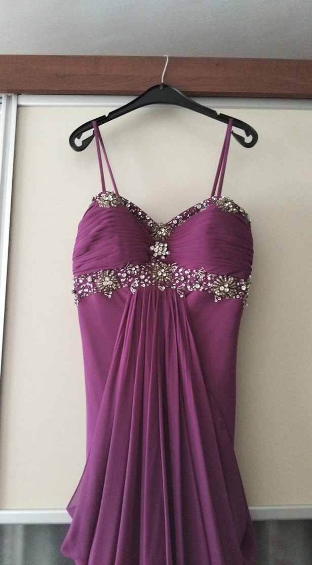 Mor Drapeli Uzun Abiye Elbise - Görsel 2