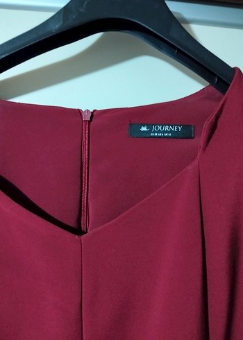 Klasik Kırmızı ve lacivert Midi İş Elbisesi - Görsel 2